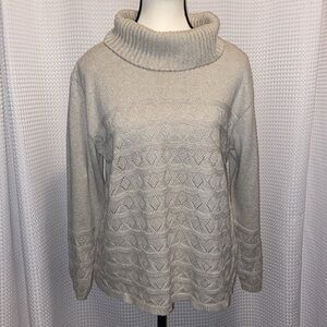 Women’s Cazza petite vintage light knitted turtle neck beige sweater medium‎